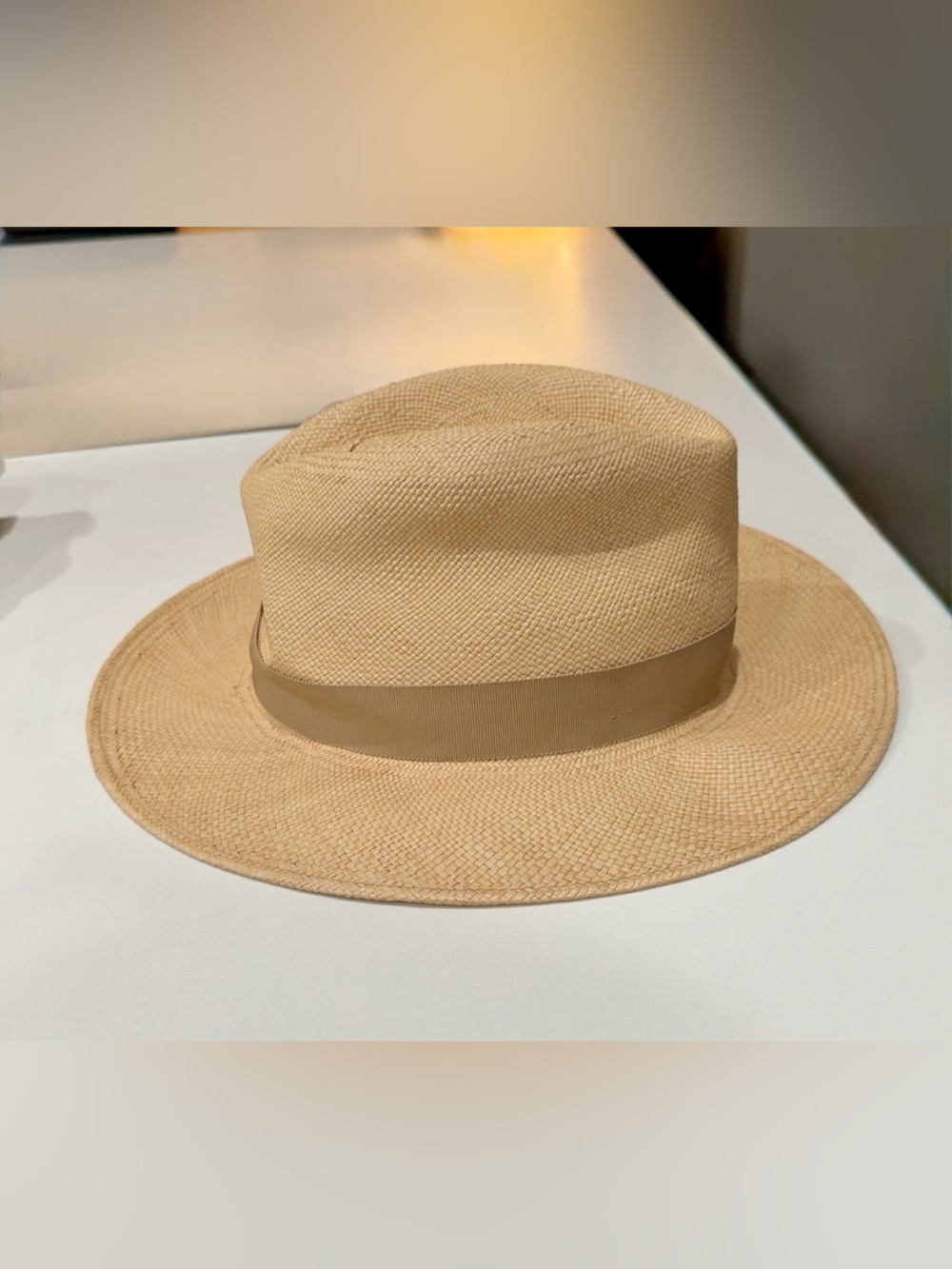 Rag & bone Panama Straw Wide Brim Fedora Hat Tan Size M